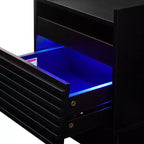Mesita de Noche Moderna Whisen con 2 Cajones, Luces LED y Puertos de Carga, Gran Almacenamiento