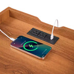 Mesita de Noche Moderna Whisen con 2 Cajones, Luces LED y Puertos de Carga, Gran Almacenamiento