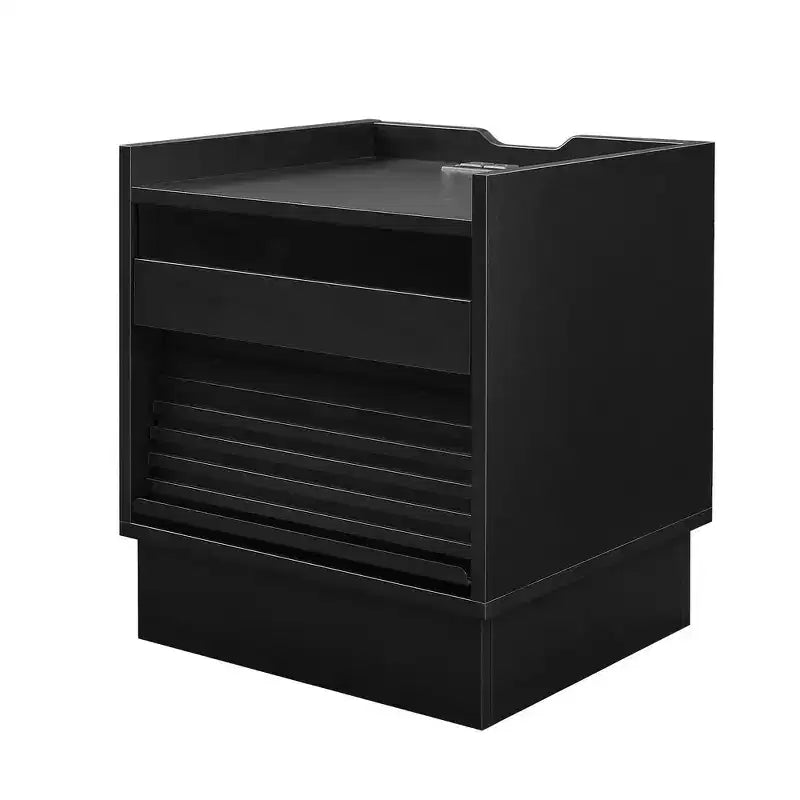 Mesita de Noche Moderna Whisen con 2 Cajones, Luces LED y Puertos de Carga, Gran Almacenamiento