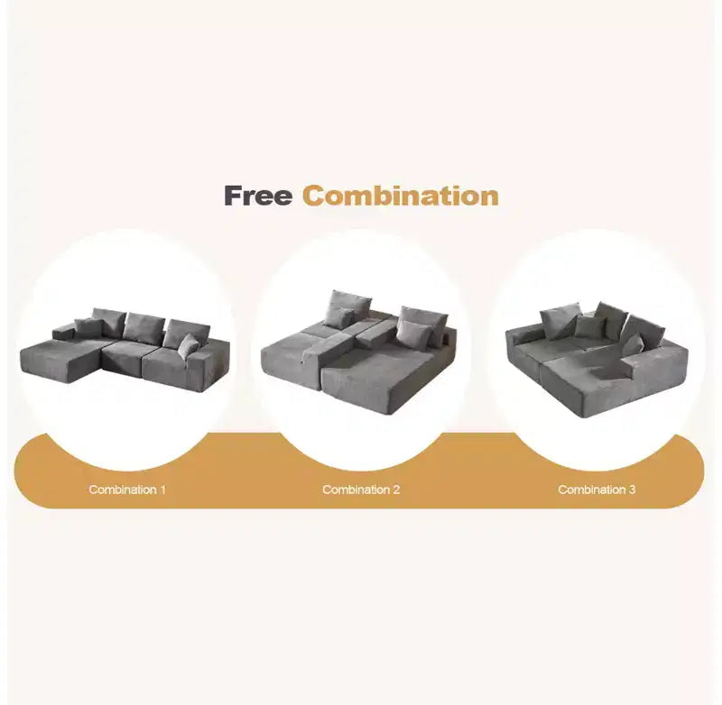 Sofá modular Whisen con chaise longue, sofá tipo nube en forma de L, no requiere montaje