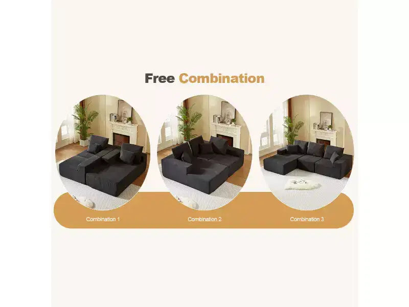 Sofá modular Whisen con chaise longue, sofá tipo nube en forma de L, no requiere montaje