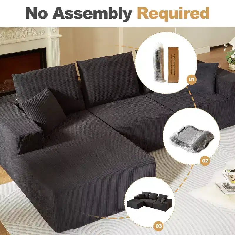Sofá modular Whisen con chaise longue, sofá tipo nube en forma de L, no requiere montaje