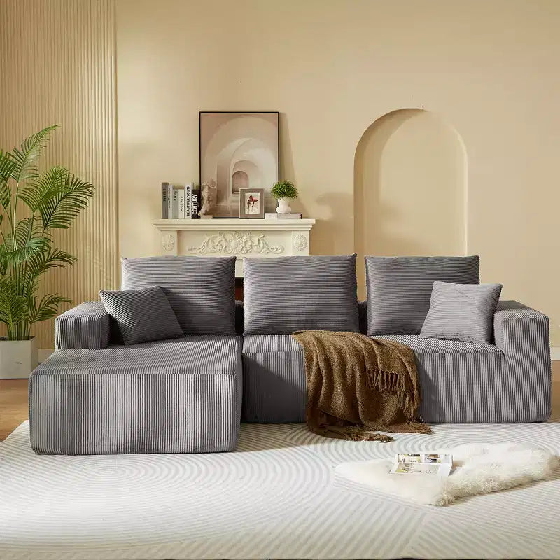 Sofá modular Whisen con chaise longue, sofá tipo nube en forma de L, no requiere montaje
