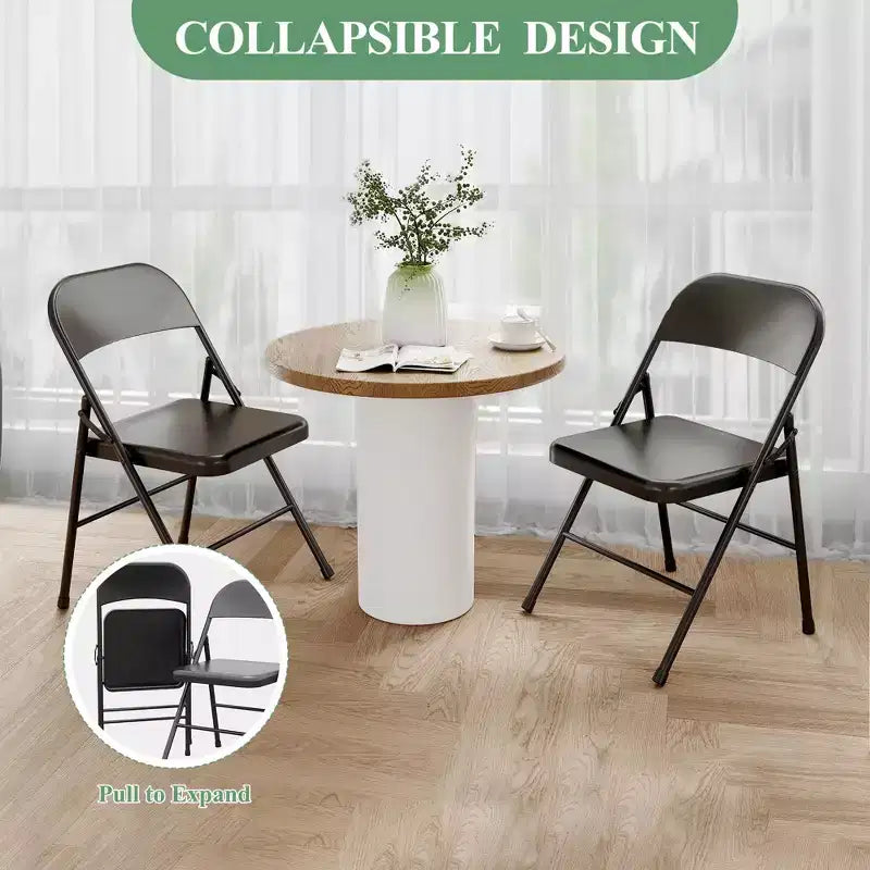 Sillas Plegables Paquete de 4 - Sillas de Camping de Alta Resistencia con Capacidad de 158 kg, Asiento Acolchado y Respaldo para Uso en Interiores/Exteriores