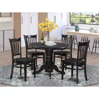HomeStock Round Kitchen Table & Chair Set Linen White Modern Style SHGR5-WHI-W