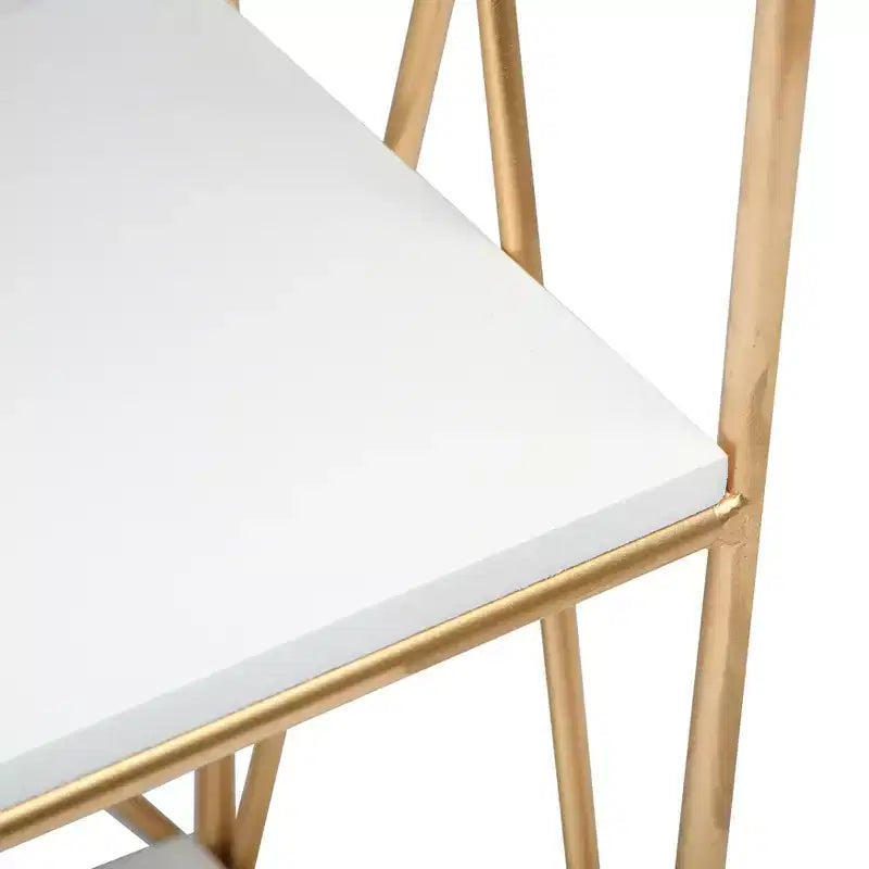 Estante de pared rectangular de madera y oro