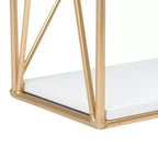 Estante de pared rectangular de madera y oro