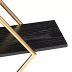 Estante de pared rectangular de madera y oro