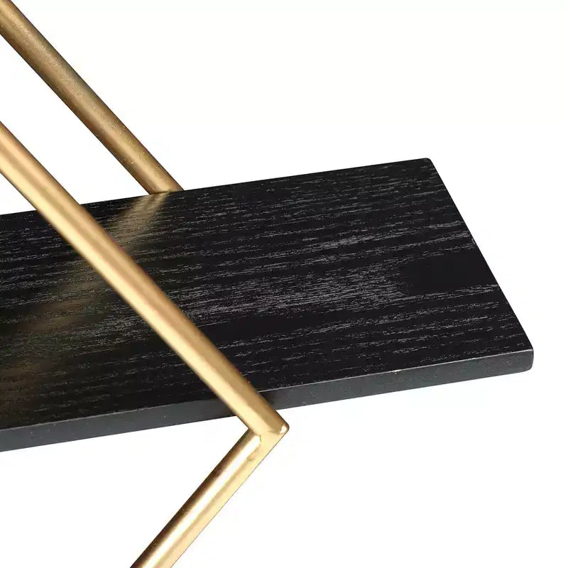Estante de pared rectangular de madera y oro