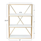 Estante de pared rectangular de madera y oro