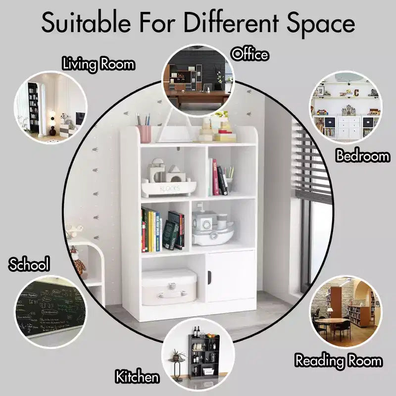 Estantería infantil, librería con 6 compartimentos, estanterías independientes y organizador de cubos, para dormitorio, sala de estar, oficina, armario, escuela, en blanco