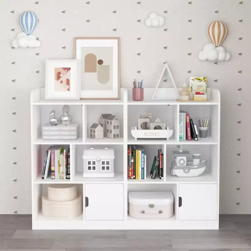 Estantería infantil, librería con 6 compartimentos, estanterías independientes y organizador de cubos, para dormitorio, sala de estar, oficina, armario, escuela, en blanco