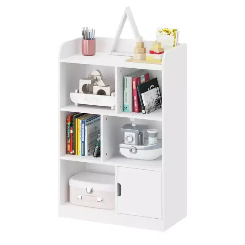 Estantería infantil, librería con 6 compartimentos, estanterías independientes y organizador de cubos, para dormitorio, sala de estar, oficina, armario, escuela, en blanco