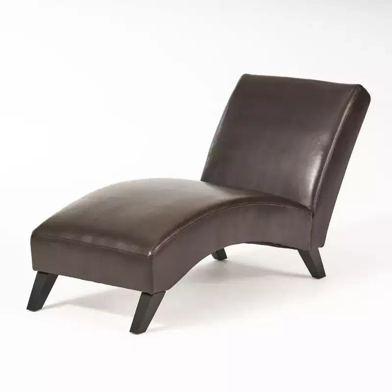 GDFStudio Hobart - Tumbona contemporánea de piel sintética con diseño ergonómico curvo y patas de madera de abedul