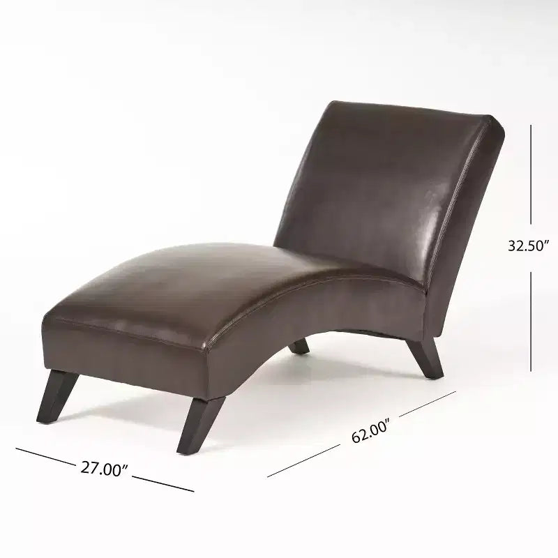 GDFStudio Hobart - Tumbona contemporánea de piel sintética con diseño ergonómico curvo y patas de madera de abedul