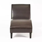 GDFStudio Hobart - Tumbona contemporánea de piel sintética con diseño ergonómico curvo y patas de madera de abedul