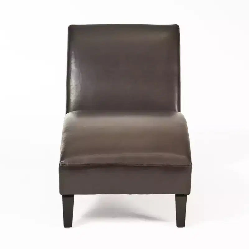 GDFStudio Hobart - Tumbona contemporánea de piel sintética con diseño ergonómico curvo y patas de madera de abedul
