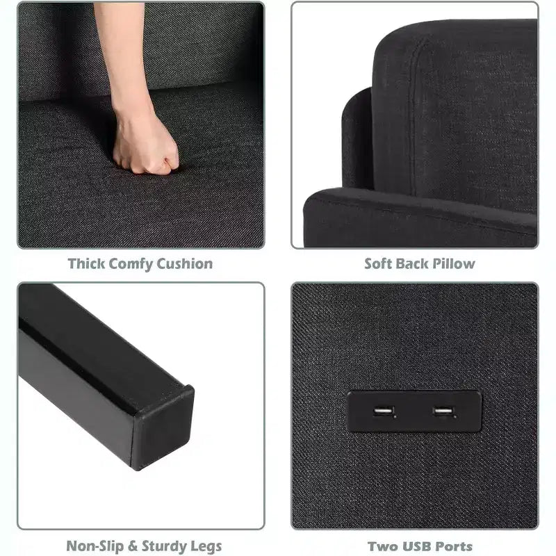 TYBOATLE Juego de Muebles de Sala de Estar de 3 Piezas con USB, Sofá Moderno de 3 Plazas, Sofá de Dos Plazas y Sillón para Espacios Pequeños