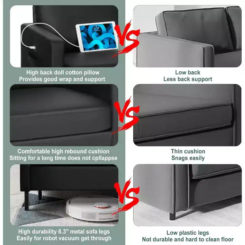 TYBOATLE Juego de Muebles de Sala de Estar de 3 Piezas con USB, Sofá Moderno de 3 Plazas, Sofá de Dos Plazas y Sillón para Espacios Pequeños