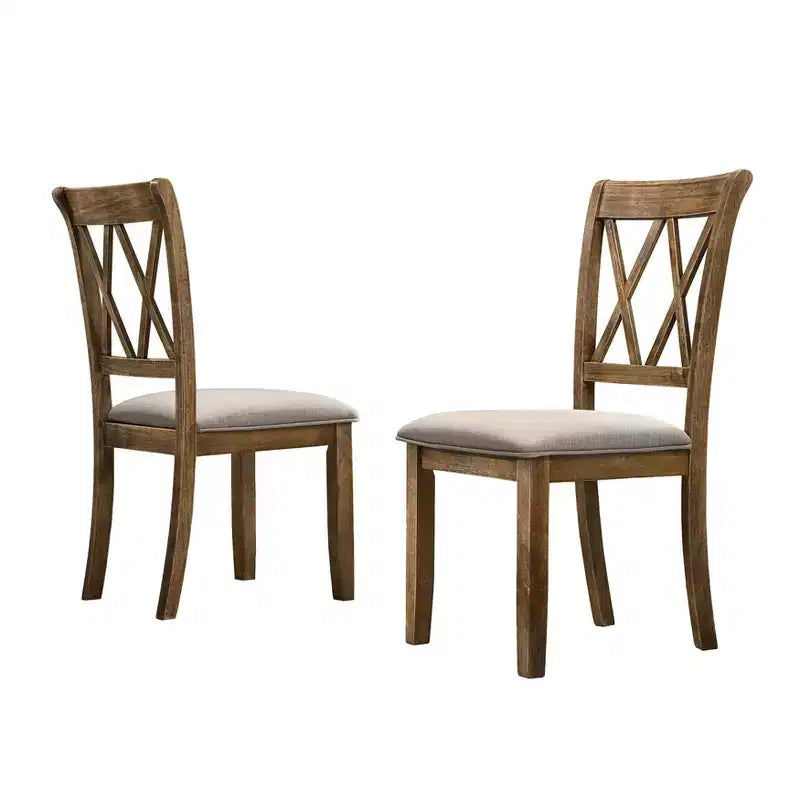 Sillas de comedor tapizadas Okak de estilo Mid-Century, juego de 2, sillas auxiliares de cocina de madera maciza con respaldo único para comedor/sala de estar