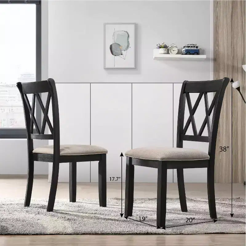 Sillas de comedor tapizadas Okak de estilo Mid-Century, juego de 2, sillas auxiliares de cocina de madera maciza con respaldo único para comedor/sala de estar