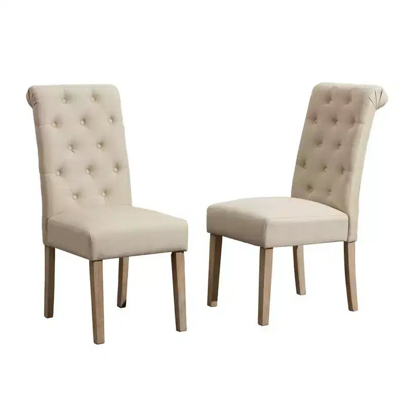 Sillas de comedor Okak modernas de madera maciza con respaldo capitoné, juego de 2, sillas auxiliares de cocina tapizadas con patas de madera natural para sala de estar