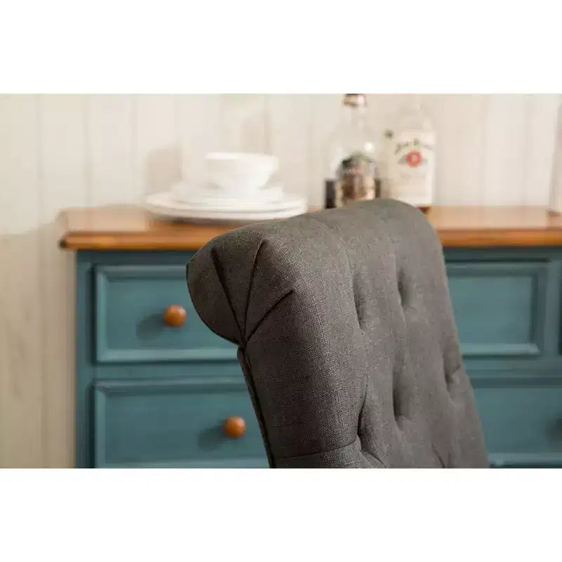 Sillas de comedor Okak modernas de madera maciza con respaldo capitoné, juego de 2, sillas auxiliares de cocina tapizadas con patas de madera natural para sala de estar