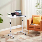 Escritorio de pie móvil de altura ajustable, escritorio de pie pequeño con ruedas, mesa portátil para portátil, escritorio de ordenador de pie ajustable en altura para oficina en casa