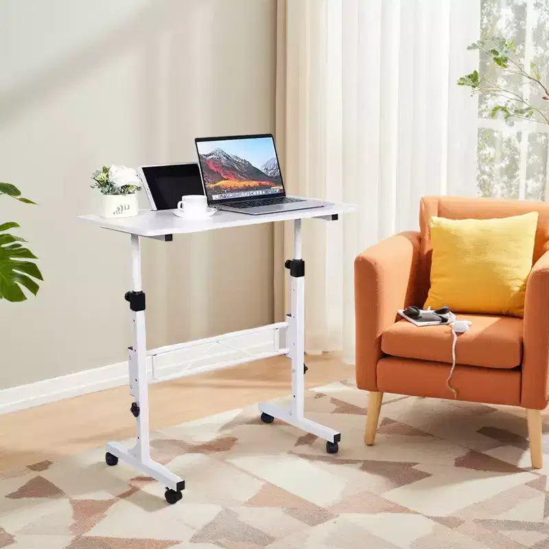 Escritorio de pie móvil de altura ajustable, escritorio de pie pequeño con ruedas, mesa portátil para portátil, escritorio de ordenador de pie ajustable en altura para oficina en casa