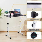 Escritorio de pie móvil de altura ajustable, escritorio de pie pequeño con ruedas, mesa portátil para portátil, escritorio de ordenador de pie ajustable en altura para oficina en casa