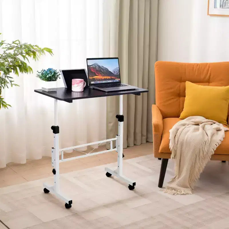 Escritorio de pie móvil de altura ajustable, escritorio de pie pequeño con ruedas, mesa portátil para portátil, escritorio de ordenador de pie ajustable en altura para oficina en casa