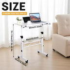Escritorio de pie móvil de altura ajustable, escritorio de pie pequeño con ruedas, mesa portátil para portátil, escritorio de ordenador de pie ajustable en altura para oficina en casa