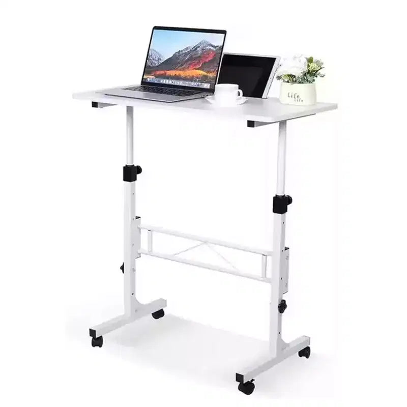 Escritorio de pie móvil de altura ajustable, escritorio de pie pequeño con ruedas, mesa portátil para portátil, escritorio de ordenador de pie ajustable en altura para oficina en casa
