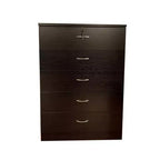 Cómoda moderna Okak Sleek de 5 cajones con rieles metálicos silenciosos y cerradura superior de metal para ropa