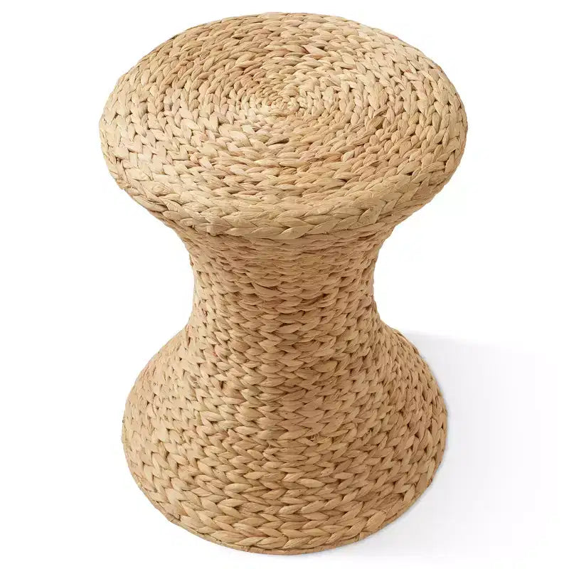 Mesa auxiliar de reloj de arena Casafield - Natural, mesa auxiliar de jacinto de agua, mesa auxiliar de mimbre bohemio trenzado para sala de estar, dormitorio, recibidor