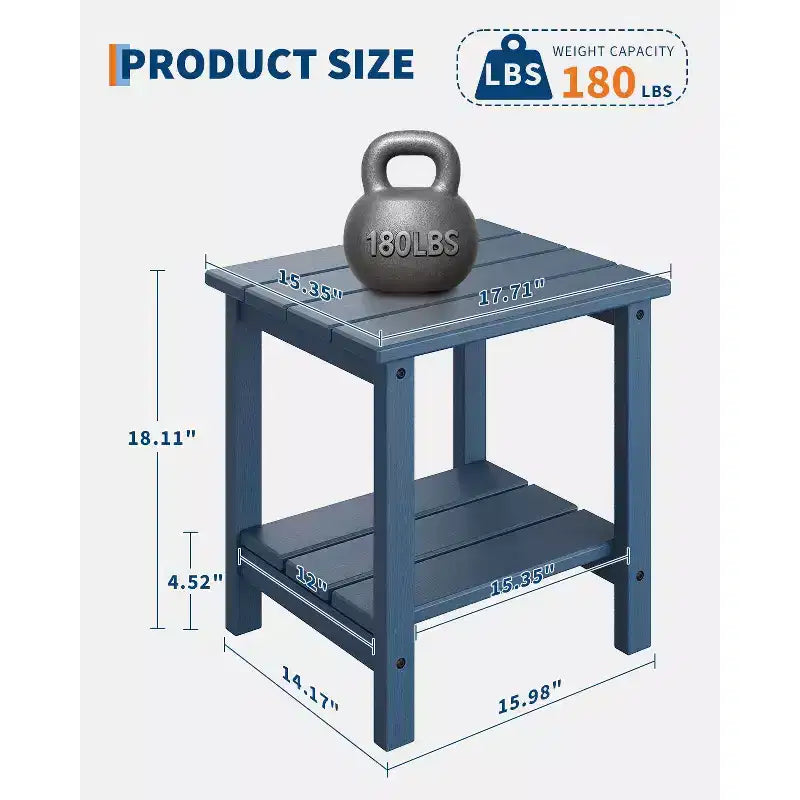 Mesa Auxiliar de HDPE con Tablero de 4 Piezas y Estante Inferior de Almacenamiento de 3 Piezas