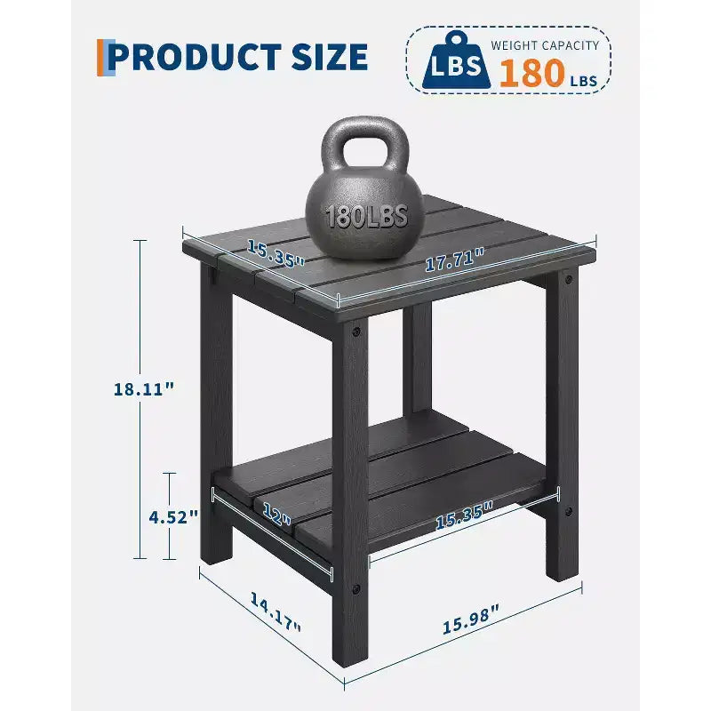 Mesa Auxiliar de HDPE con Tablero de 4 Piezas y Estante Inferior de Almacenamiento de 3 Piezas