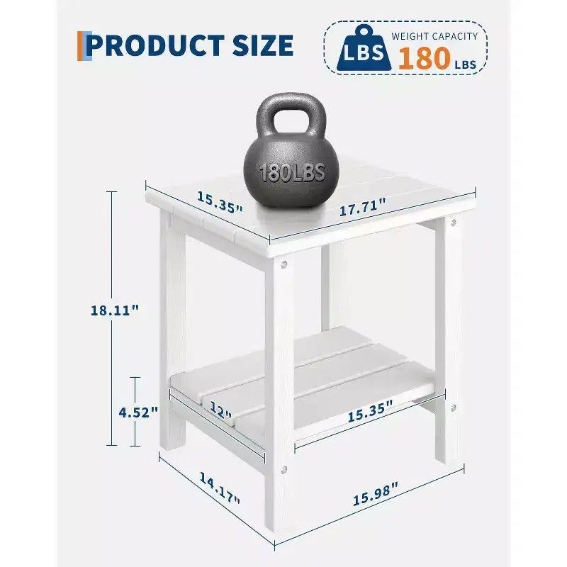 Mesa Auxiliar de HDPE con Tablero de 4 Piezas y Estante Inferior de Almacenamiento de 3 Piezas