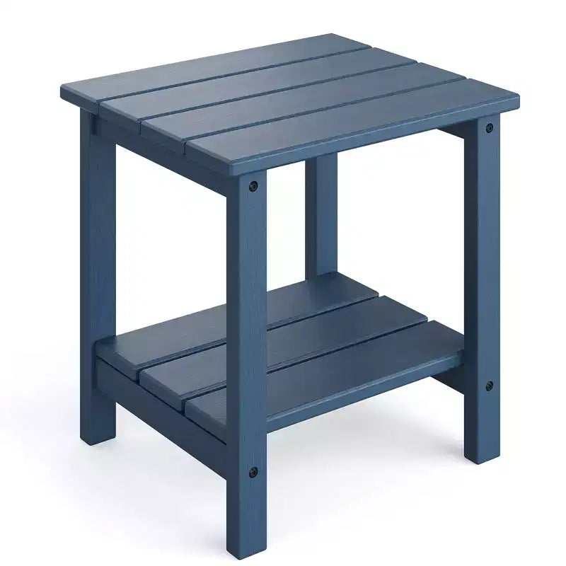 Mesa Auxiliar de HDPE con Tablero de 4 Piezas y Estante Inferior de Almacenamiento de 3 Piezas