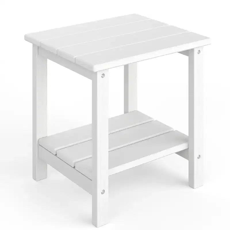 Mesa Auxiliar de HDPE con Tablero de 4 Piezas y Estante Inferior de Almacenamiento de 3 Piezas