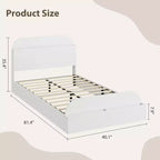 Estructura de cama individual, camas de madera con cabecero de almacenamiento y pie de cama elevado para niños, cama de plataforma baja de suelo para dormitorio, sin necesidad de somier