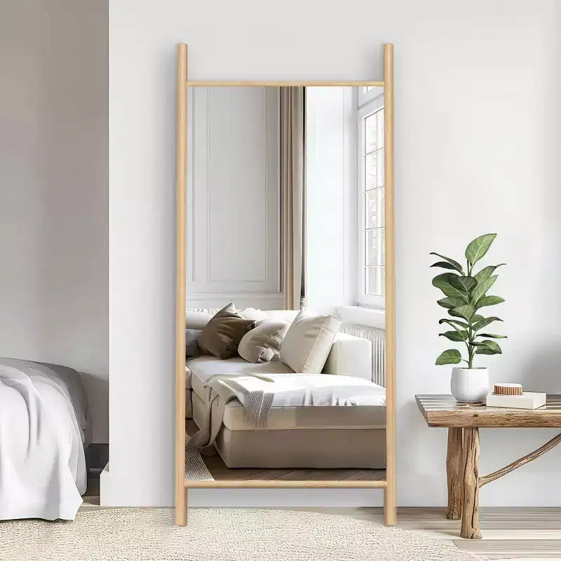 PexFix 31 in. W x 71 in. H Ladder-Style Solid Wood Framed Mirror in Brown