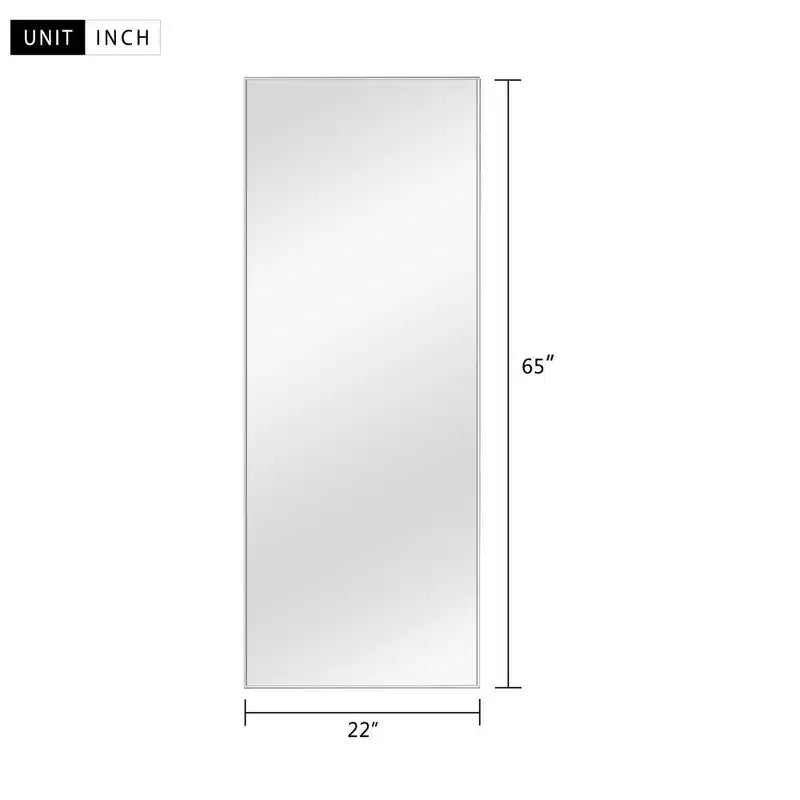PexFix espejo de pared de cuerpo entero rectangular con marco de metal, de 53,34 cm de ancho x 162,56 cm de alto, espejo de pie en color plateado