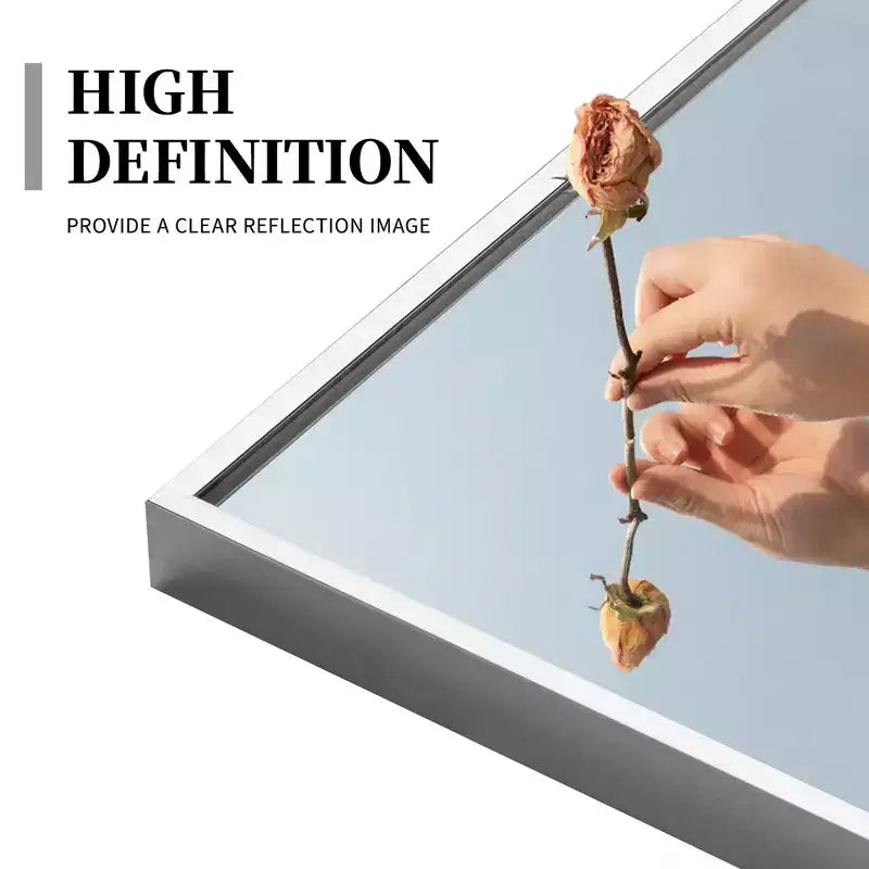 PexFix espejo de pared de cuerpo entero rectangular con marco de metal, de 53,34 cm de ancho x 162,56 cm de alto, espejo de pie en color plateado