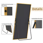 PexFix 59x28 Espejo de cuerpo entero rectangular de ángulo recto con borde fino de aluminio y soporte