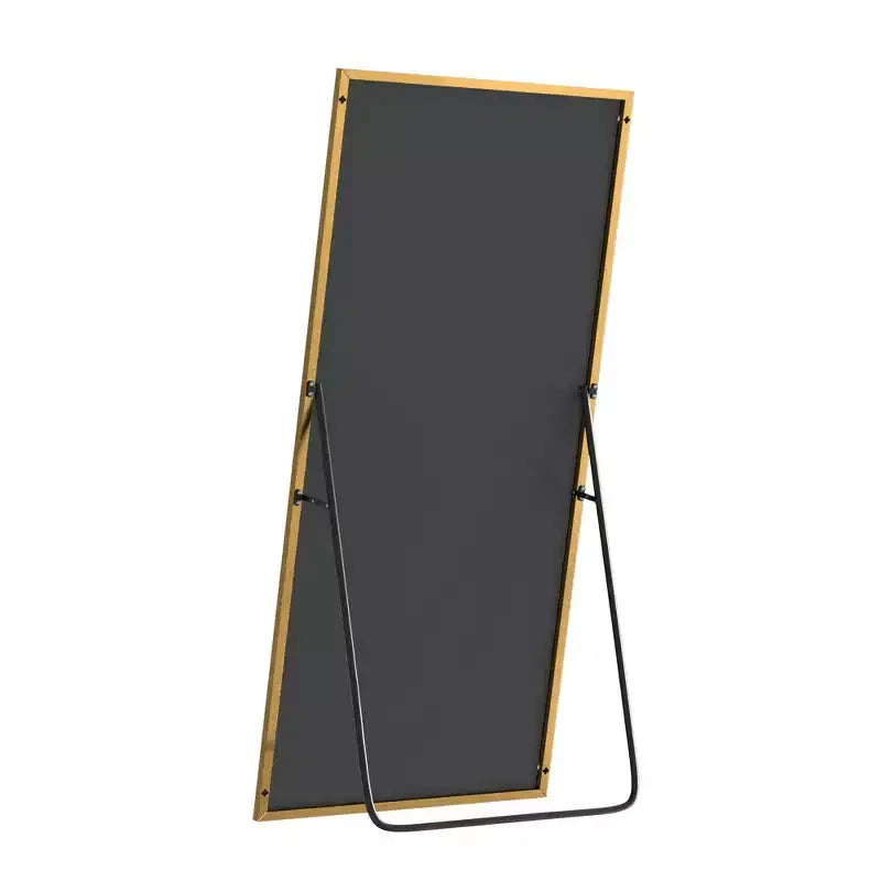 PexFix 59x28 Espejo de cuerpo entero rectangular de ángulo recto con borde fino de aluminio y soporte