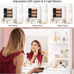 Tocador de maquillaje de 61 pulgadas con espejo y luces, tocador con 8 cajones de almacenamiento amplios y 3 modos de iluminación con brillo ajustable para dormitorio