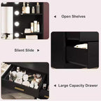 Tocador de maquillaje de 61 pulgadas con espejo y luces, tocador con 8 cajones de almacenamiento amplios y 3 modos de iluminación con brillo ajustable para dormitorio