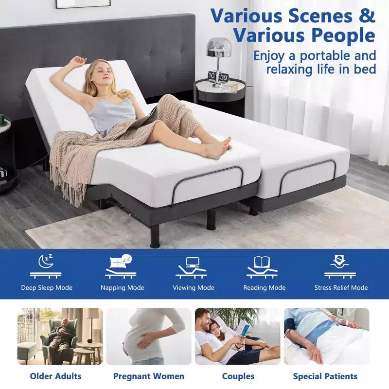 Base de cama ajustable Dyonery actualizada con marco de forma engrosado