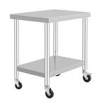Mesa de Trabajo de Acero Inoxidable con Ruedas - Mesa de Preparación Comercial con Estante Ajustable, Capacidad de 300 lb